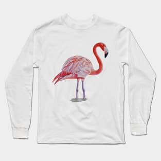 Pink Flamingo Painting (no background) Long Sleeve T-Shirt